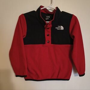 The North Face Men's Red and Black Snap-Neck Fleece